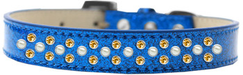 Sprinkles Ice Cream Dog Collar Pearl And Yellow Crystals - Blue