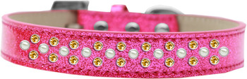 Sprinkles Ice Cream Dog Collar Pearl And Yellow Crystals - Pink