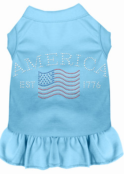 Classic America Rhinestone Dress - Baby Blue