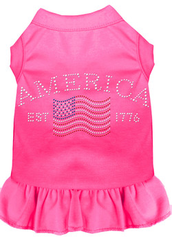 Classic America Rhinestone Dress - Bright Pink