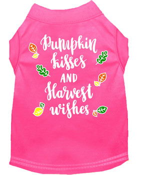 Pumpkin Kisses Screen Print Dog Shirt - Bright Pink