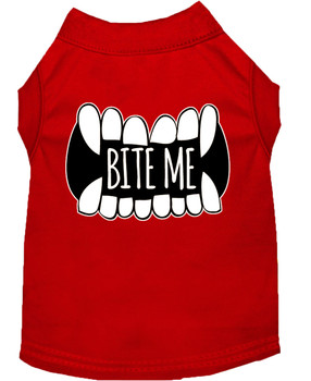 Bite Me Screen Print Dog Shirt - Red