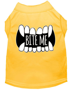 Bite Me Screen Print Dog Shirt - Yellow