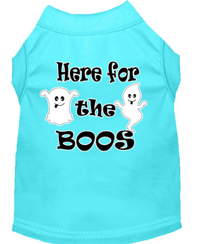 Here For The Boos Screen Print Dog Shirt - Aqua