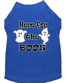 Here For The Boos Screen Print Dog Shirt - Blue