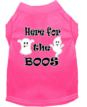Here For The Boos Screen Print Dog Shirt - Bright Pink