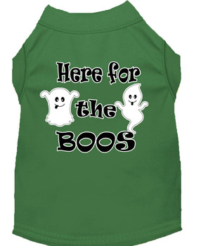 Here For The Boos Screen Print Dog Shirt - Green