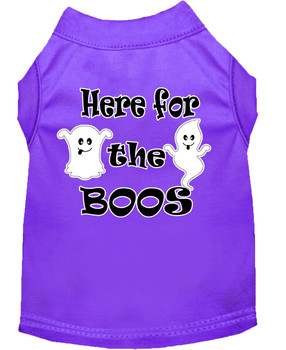 Here For The Boos Screen Print Dog Shirt - Purple