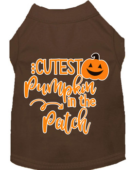 Cutest Pumpkin In The Patch Screen Print Dog Shirt - Brown