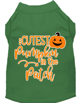 Cutest Pumpkin In The Patch Screen Print Dog Shirt - Green