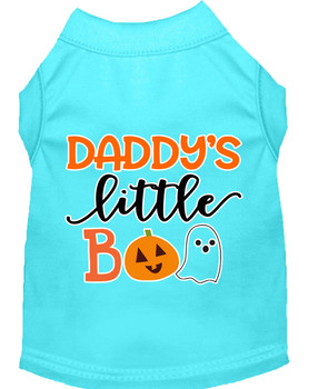 Daddy's Little Boo Screen Print Dog Shirt - Aqua
