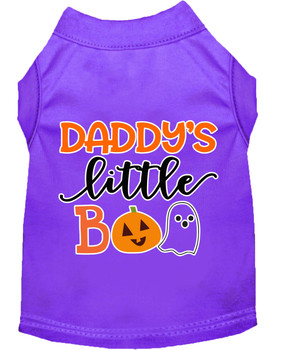Daddy's Little Boo Screen Print Dog Shirt - Purple