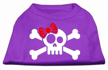 Skull Crossbone Bow Screen Print Shirt - Purple
