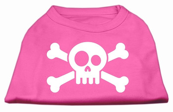 Skull Crossbone Screen Print Shirt - Bright Pink