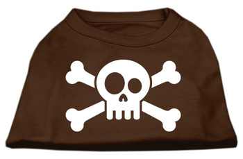 Skull Crossbone Screen Print Dog Shirt - Brown