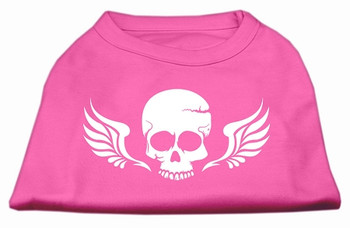 Skull Wings Screen Print Shirt - Bright Pink