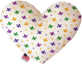 Confetti Fleur De Lis Mardi Gras Canvas Heart Dog Toy, 2 Sizes