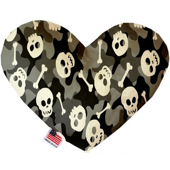 Gray Camo Skulls Canvas Heart Dog Toy, 2 Sizes