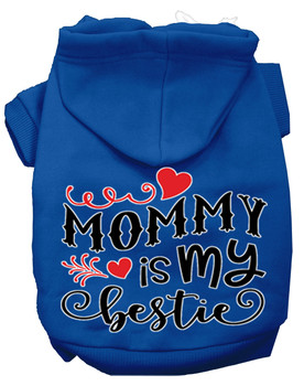 Mommy Is My Bestie Screen Print Dog Hoodie - Blue