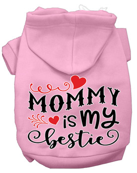 Mommy Is My Bestie Screen Print Dog Hoodie - Light Pink