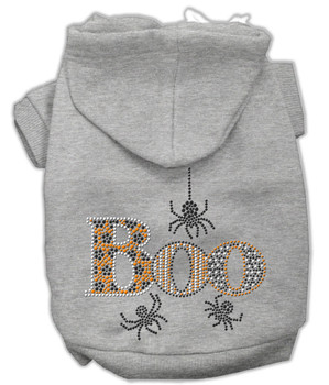 Boo Rhinestone Hoodies - Grey