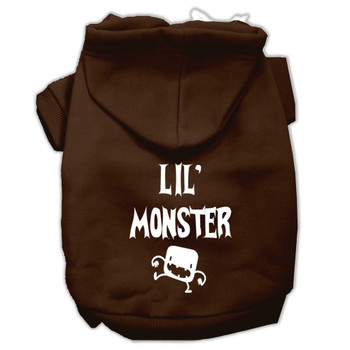 Lil Monster Screen Print Pet Hoodies - Brown
