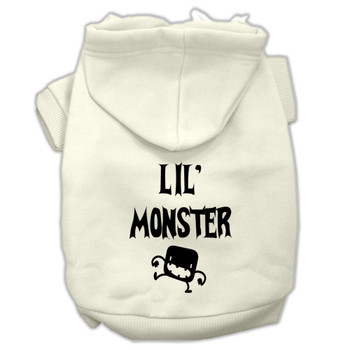 Lil Monster Screen Print Pet Hoodies - Cream