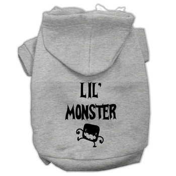 Lil Monster Screen Print Pet Hoodies - Grey