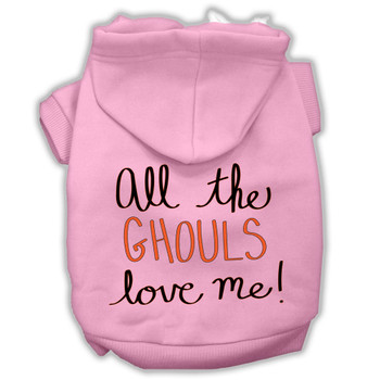 All The Ghouls Screenprint Dog Hoodie - Light Pink