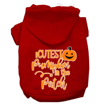 Cutest Pumpkin In The Patch Screen Print Dog Hoodie - Red