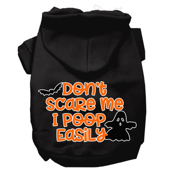 Don't Scare Me, Poops Easily Screen Print Dog Hoodie - Black