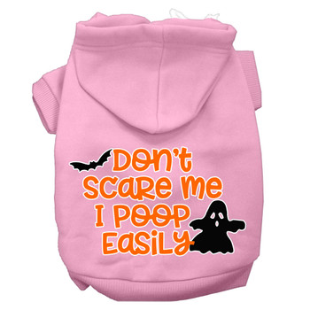 Don't Scare Me, Poops Easily Screen Print Dog Hoodie - Light Pink