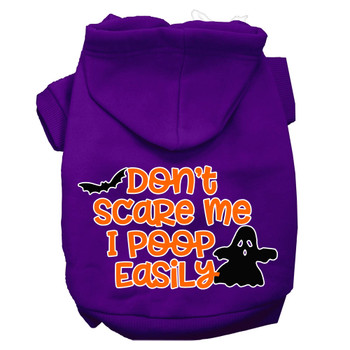 Don't Scare Me, Poops Easily Screen Print Dog Hoodie - Purple