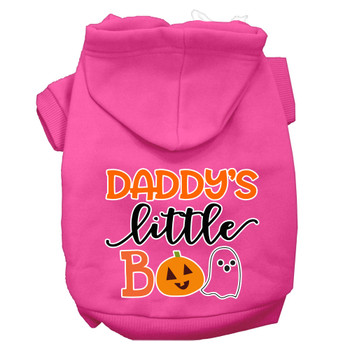 Daddy's Little Boo Screen Print Dog Hoodie - Bright Pink
