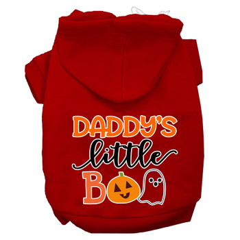 Daddy's Little Boo Screen Print Dog Hoodie - Red