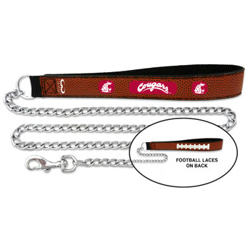 Washington State Cougars Football Leather & Chain Leash