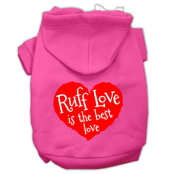 Ruff Love Screen Print Pet Hoodies - Bright Pink