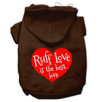 Ruff Love Screen Print Pet Hoodies - Brown