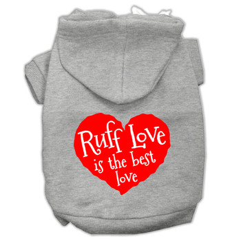 Ruff Love Screen Print Pet Hoodies - Grey
