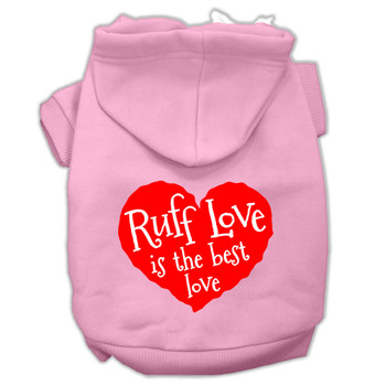 Ruff Love Screen Print Pet Hoodies - Light Pink