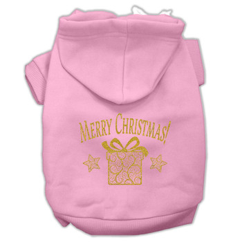 Golden Christmas Present Pet Hoodies - Light Pink