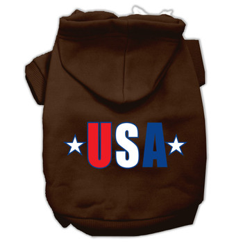 Usa Star Screen Print Pet Hoodies - Brown