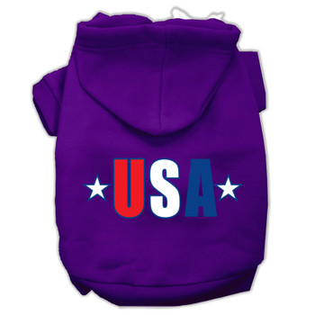 Usa Star Screen Print Pet Hoodies - Purple