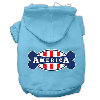 Bonely In America Screen Print Pet Hoodies - Baby Blue