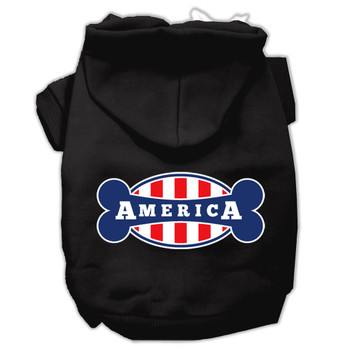 Bonely In America Screen Print Pet Hoodies - Black