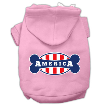 Bonely In America Screen Print Pet Hoodies - Light Pink