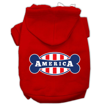 Bonely In America Screen Print Pet Hoodies - Red