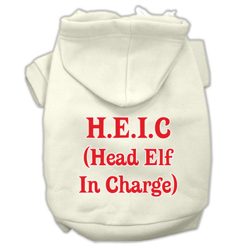 Head Elf In Charge Screen Print Pet Hoodies - Cream