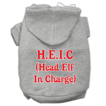 Head Elf In Charge Screen Print Pet Hoodies - Grey