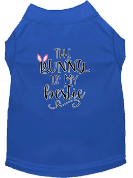 Bunny Is My Bestie Screen Print Dog Shirt - Blue